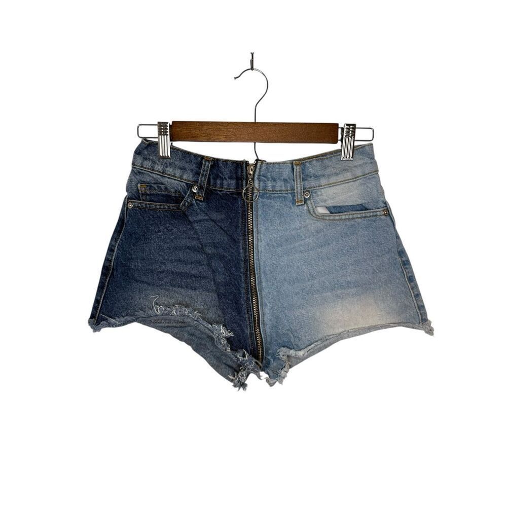 Revice Yin Yang Cut Off Denim Shorts Two Tone Zipper Size 27